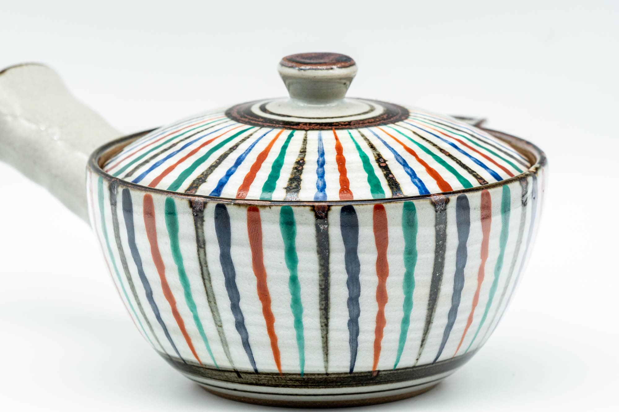 Japanese Kyusu - Multi-Coloured Stripes Do-ake Triangular-Spouted Teapot - 275ml