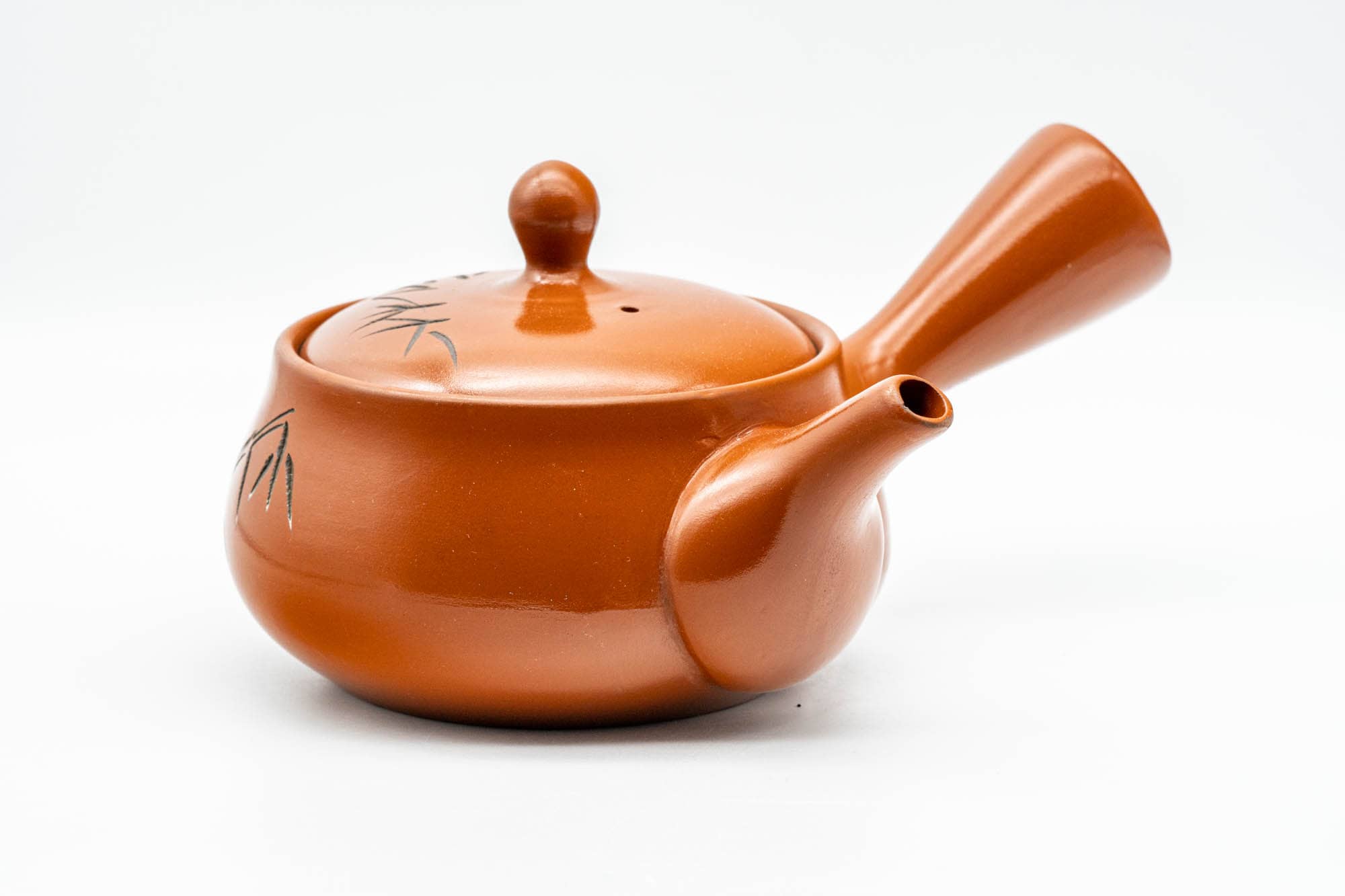 Japanese Kyusu - Bamboo Engraved Tokoname-yaki Mesh Teapot - 350ml