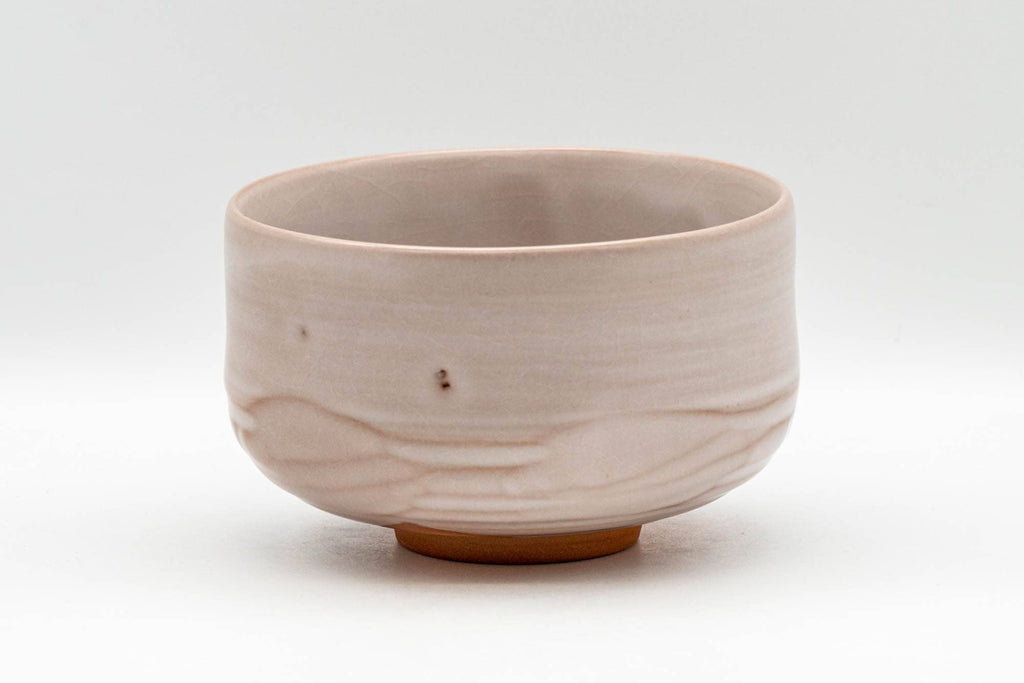 Japanese Matcha Bowl - Milky Pink Drip-Glazed Kyo-yaki Chawan - 400ml