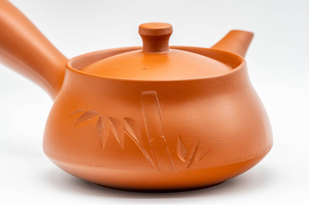 Japanese Tea Set - Long Grass Engraved Tokoname-yaki Debeso Kyusu Teapot with 5 Yunomi Teacups