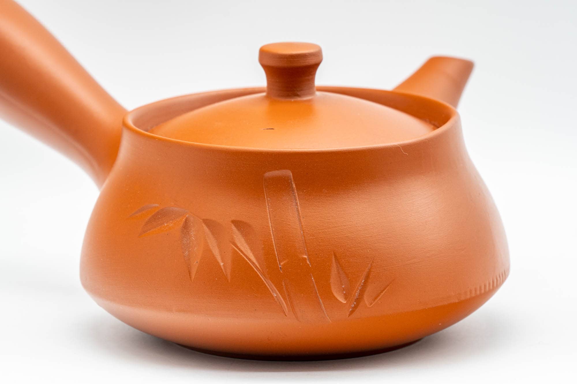 Japanese Tea Set - Long Grass Engraved Tokoname-yaki Debeso Kyusu Teapot with 5 Yunomi Teacups