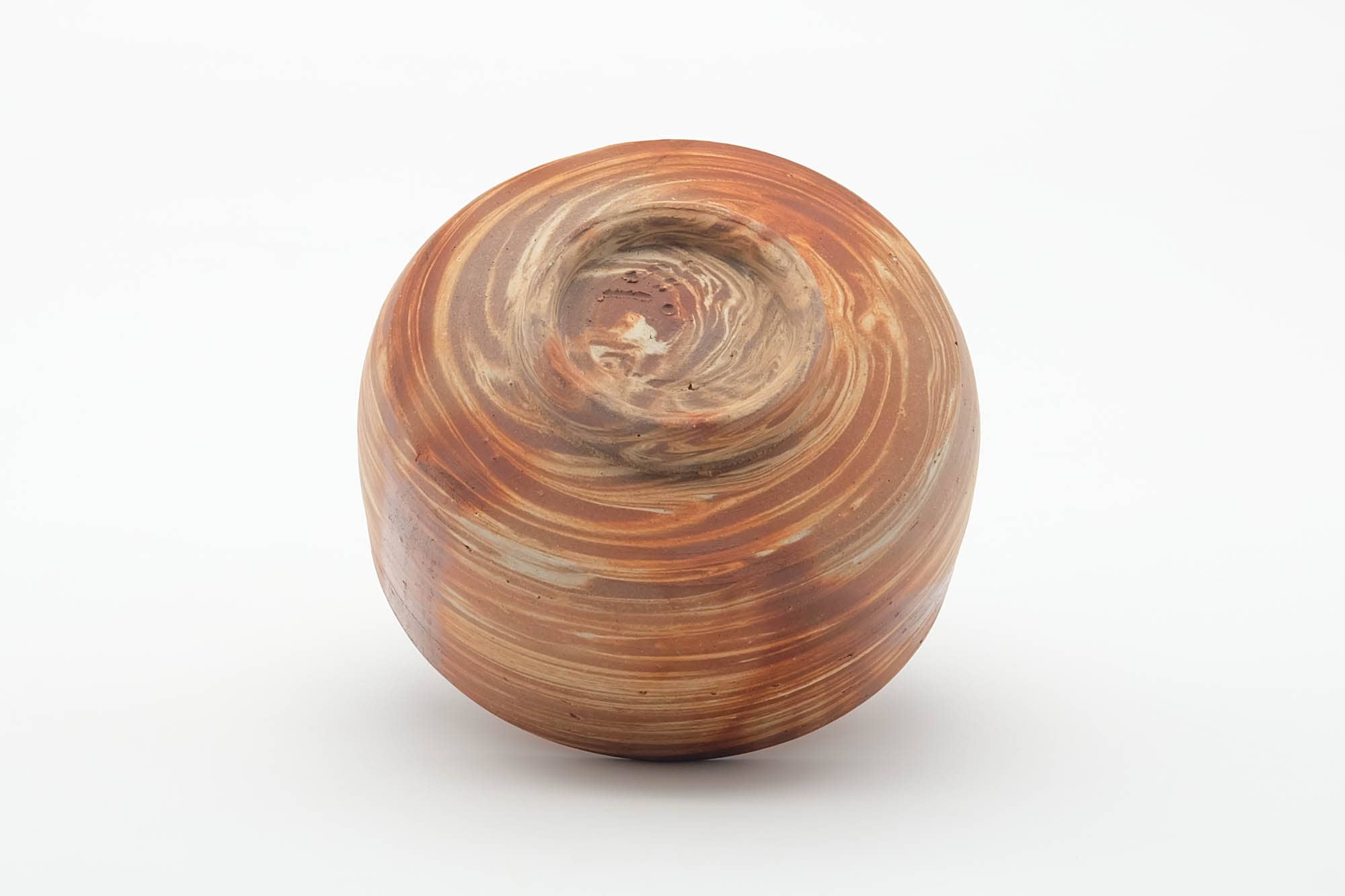 Japanese Matcha Bowl - Orange Rice Straw Hidasuki Marbled Nerikomi Bizen-yaki Chawan - 400ml