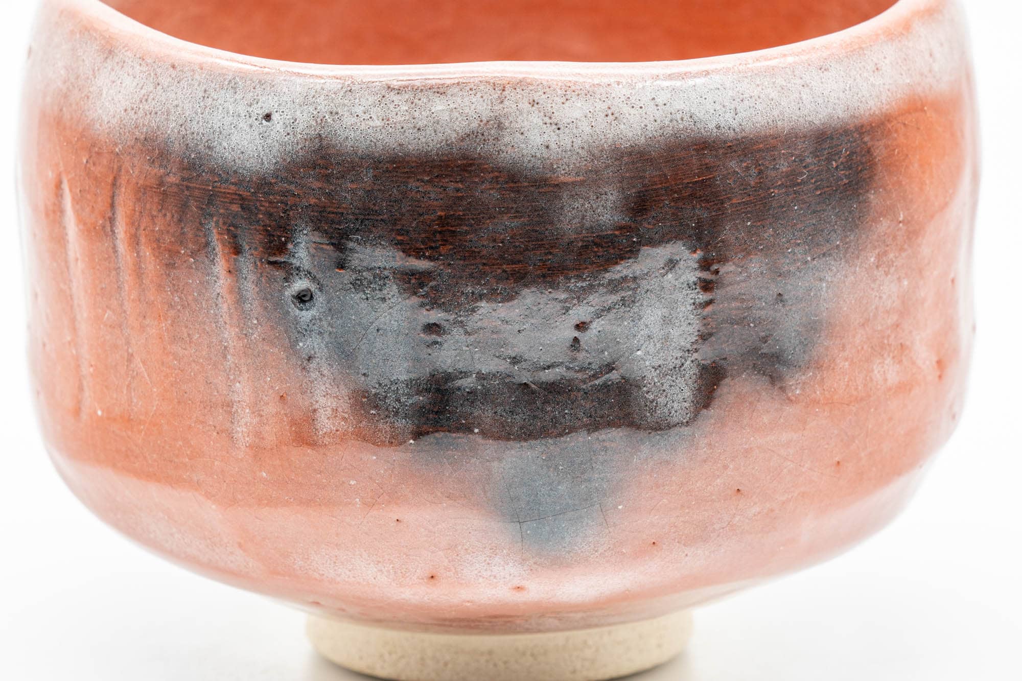 Japanese Matcha Bowl - Floral Aka-raku Red Raku Chawan - 400ml