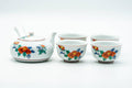 Japanese Tea Set - Floral White Porcelain Arita-yaki Kyusu Teapot with 4 Yunomi Teacups
