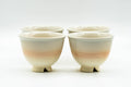 Japanese Teacups - Set of 4 Beige Peach Glazed Hagi-yaki Yunomi - 100ml