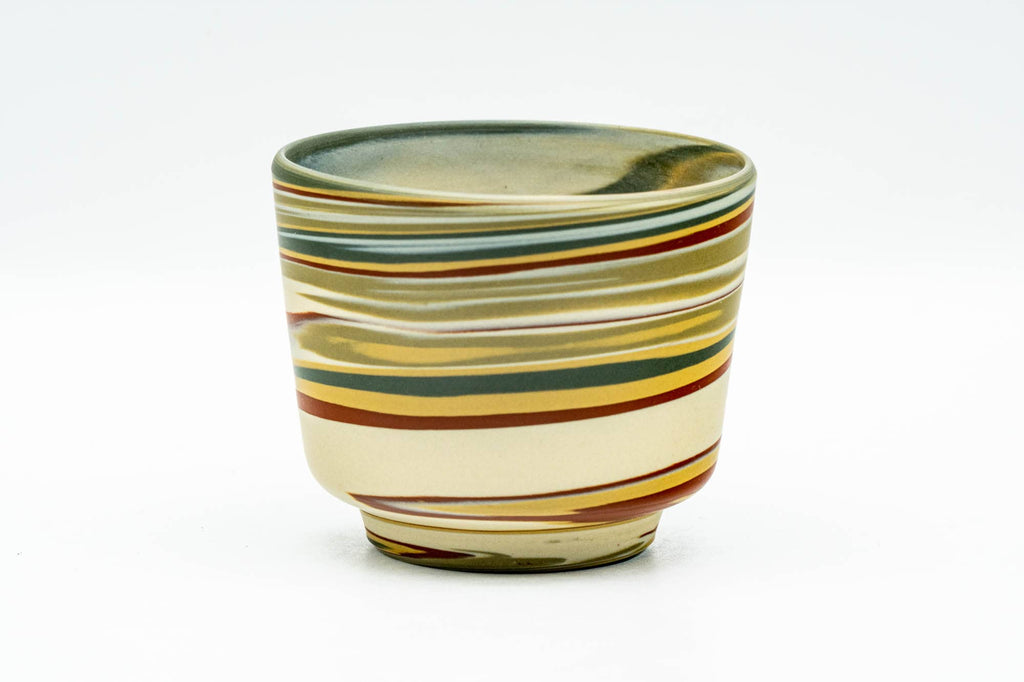 Japanese Teacup - Green Red Yellow Marbled Nerikomi Tokoname-yaki Yunomi - 120ml