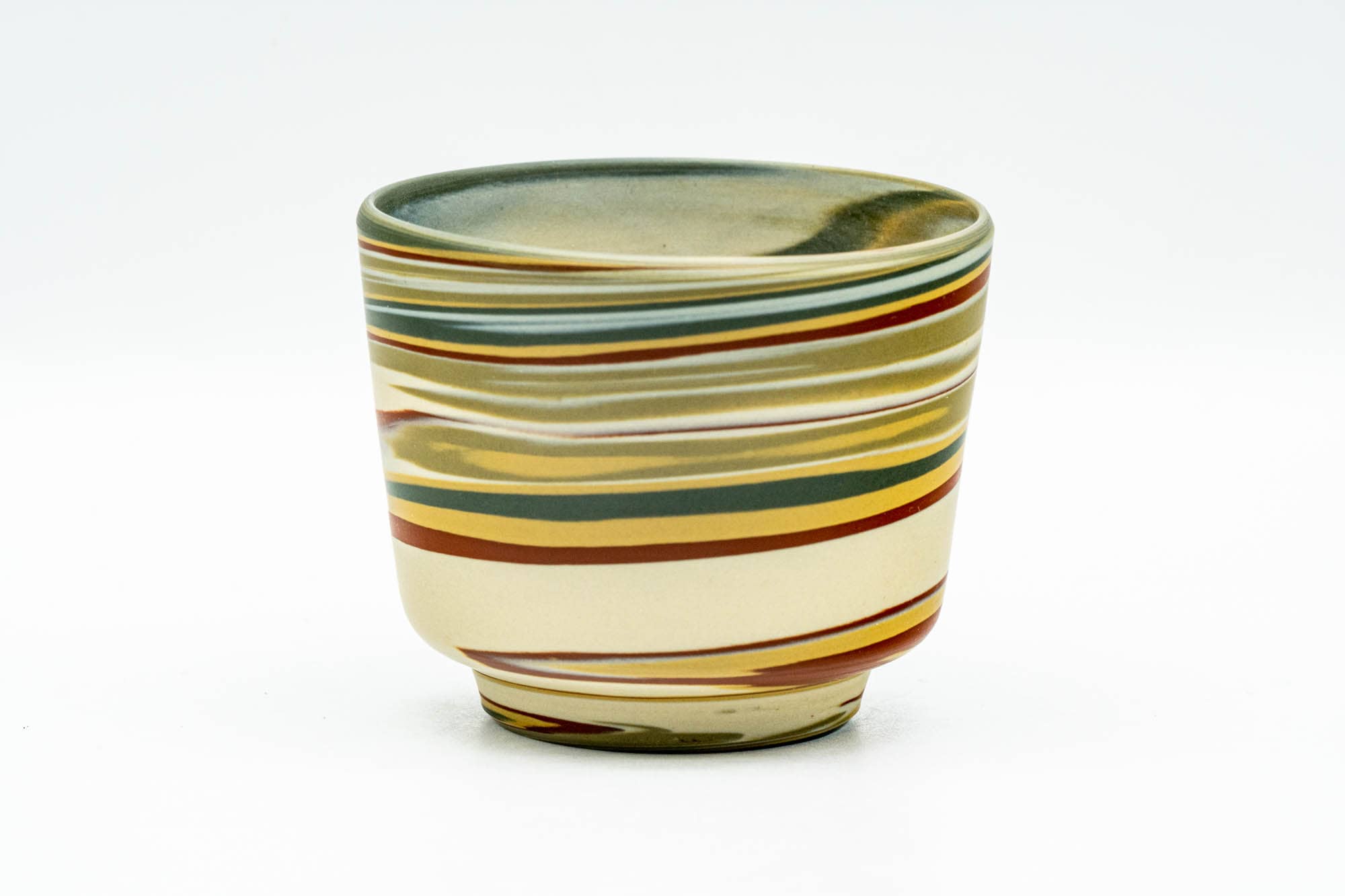 Japanese Teacup - Green Red Yellow Marbled Nerikomi Tokoname-yaki Yunomi - 120ml