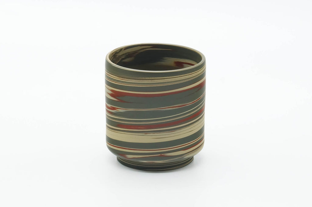 Japanese Teacup - Green Yellow Nerikomi Tokoname Yunomi - 135ml