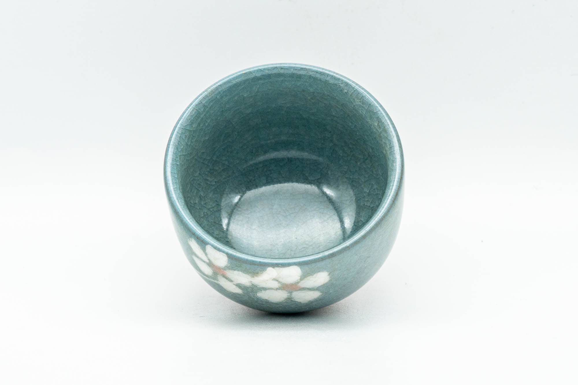 Japanese Teacup - Blue Celadon Glazed Sakura Guinomi - 40ml