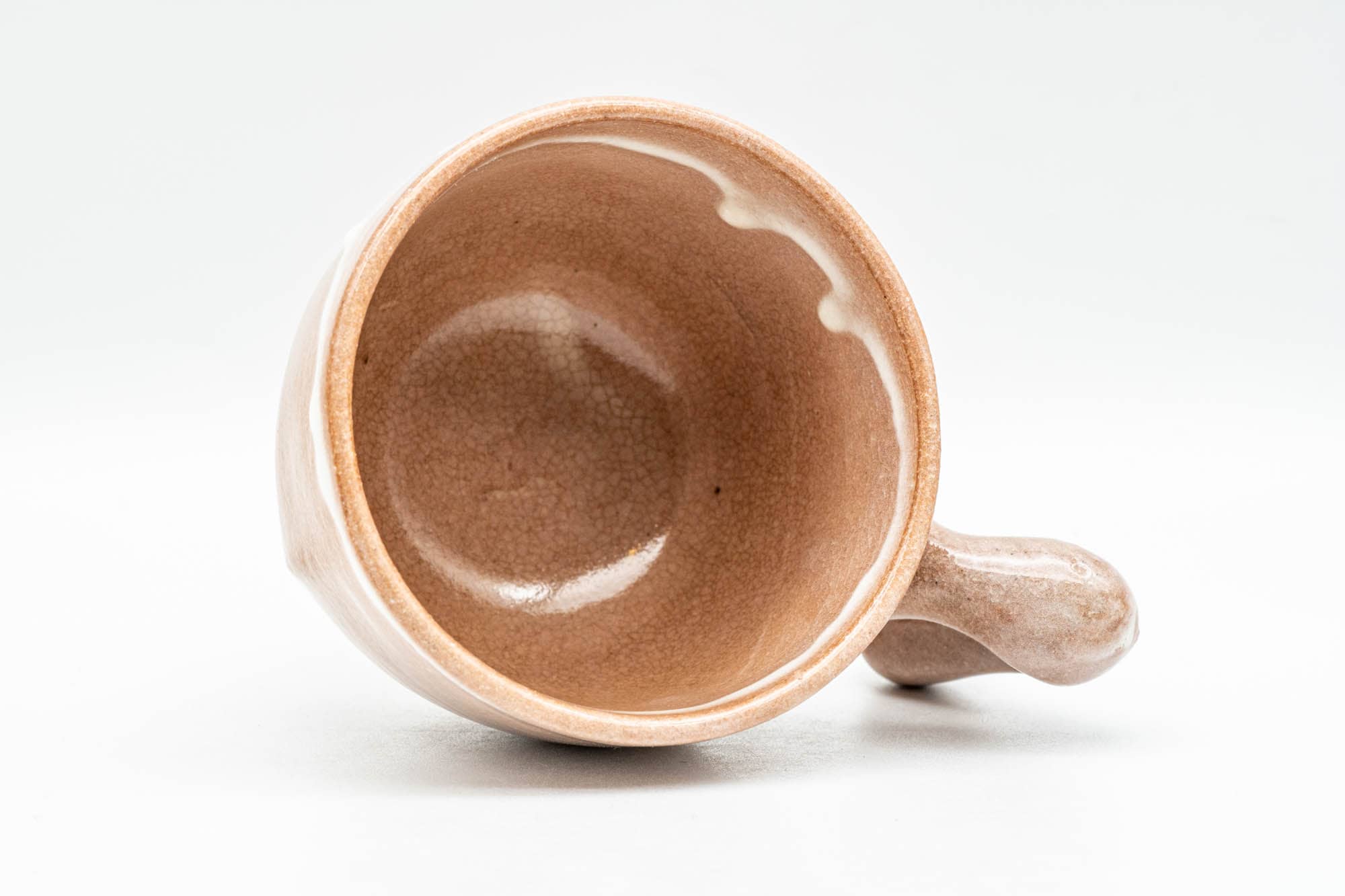Japanese Teacup - Beige White Drip-Glazed Hagi-yaki Ushirode Yunomi - 110ml