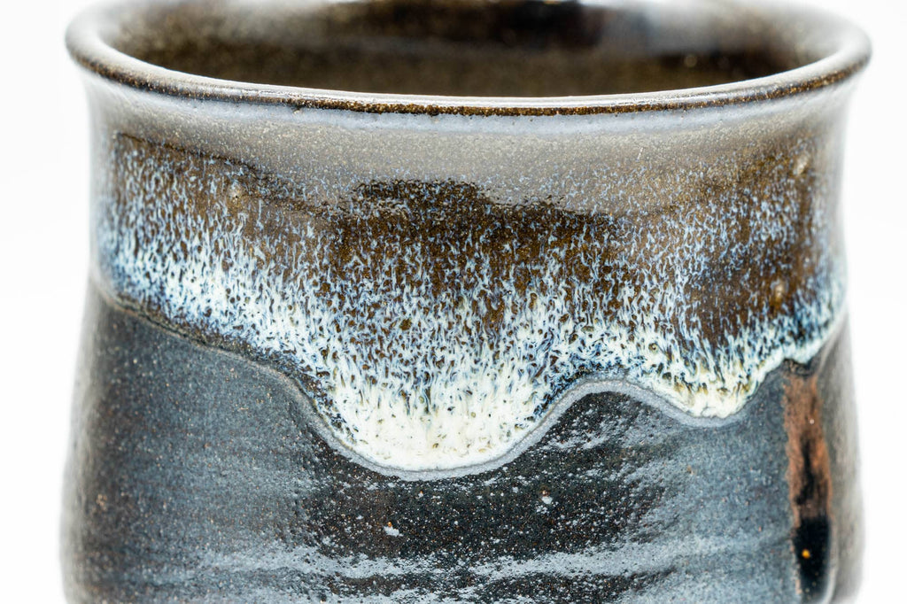 Japanese Teacup - Metallic Black Drip-Glazed Yunomi - 140ml