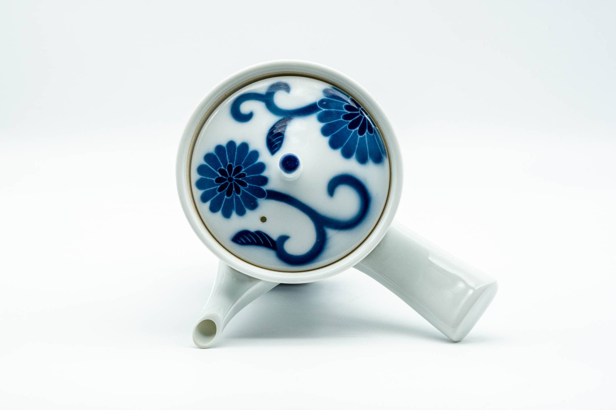 Japanese Kyusu - Blue Floral Arita-yaki Porcelain Debeso Teapot - 300ml