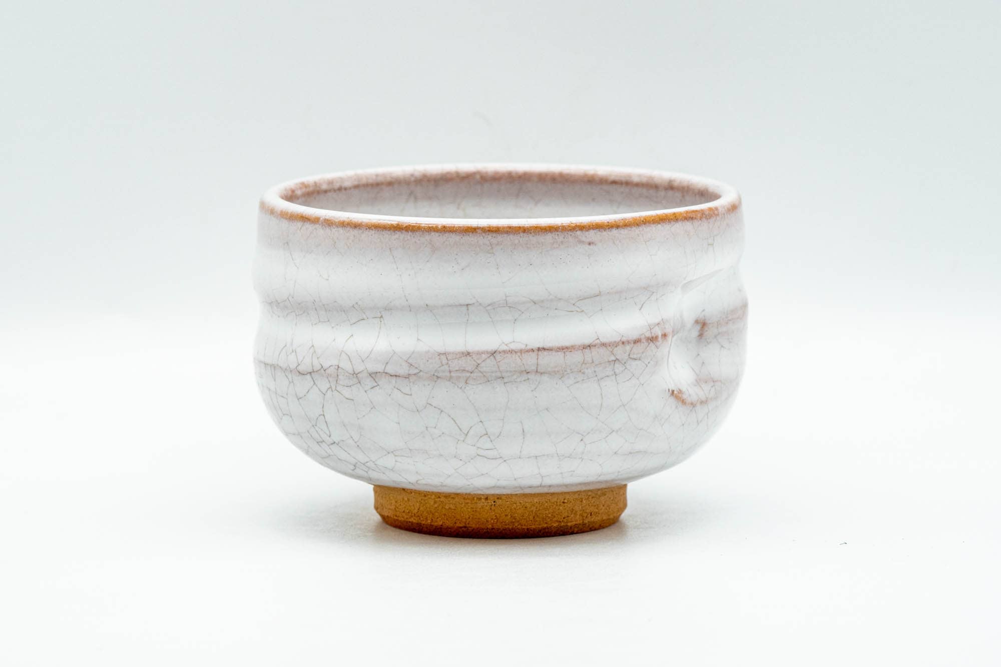 Japanese Teacup - 赤膚山 Akiyama Kiln - Milky White Glazed Thumb-Indented Yunomi - 150ml