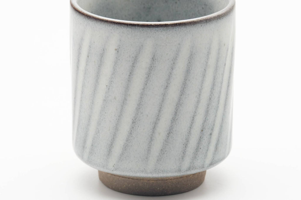 Japanese Teacup - Spiraling White Grey Glazed Yunomi - 130ml