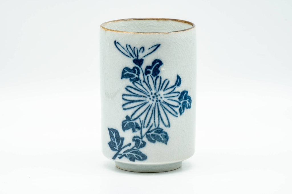 Japanese Teacup - Blue Floral Tsutsu-gata Arita-yaki Yunomi - 140ml