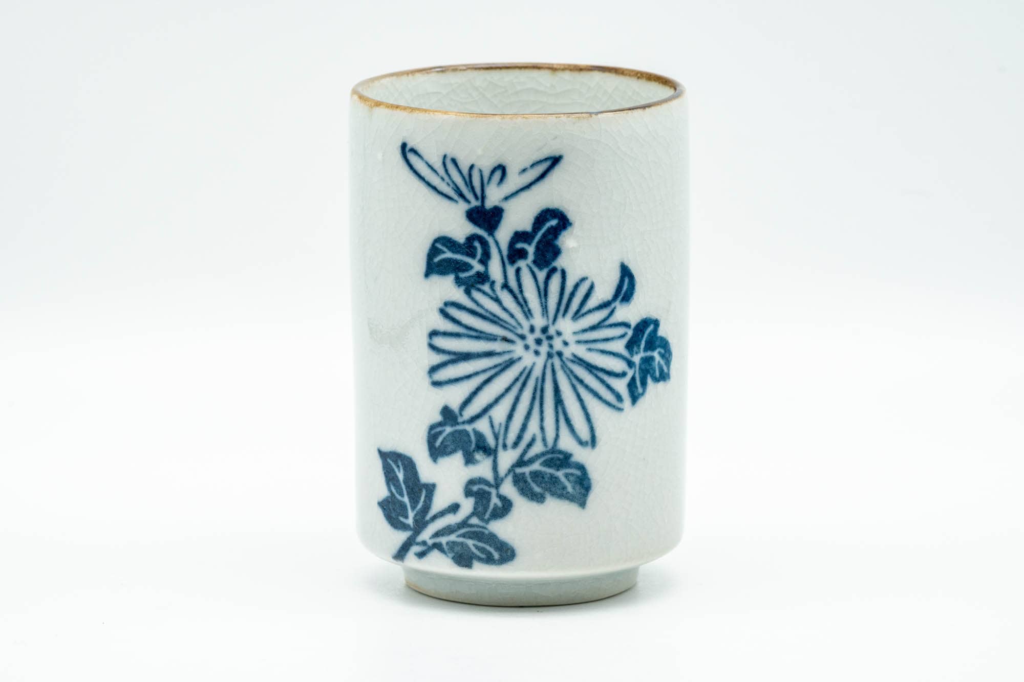 Japanese Teacup - Blue Floral Tsutsu-gata Arita-yaki Yunomi - 140ml