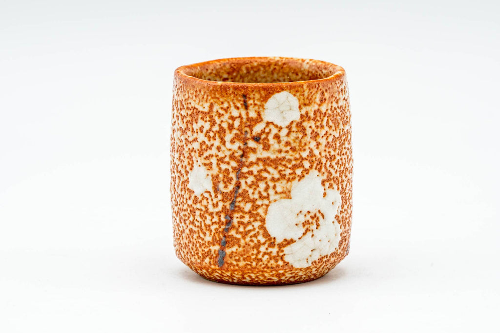 Japanese Teacups - Set of 5 Plum Blossom Orange Shino Glazed Yunomi - 100ml