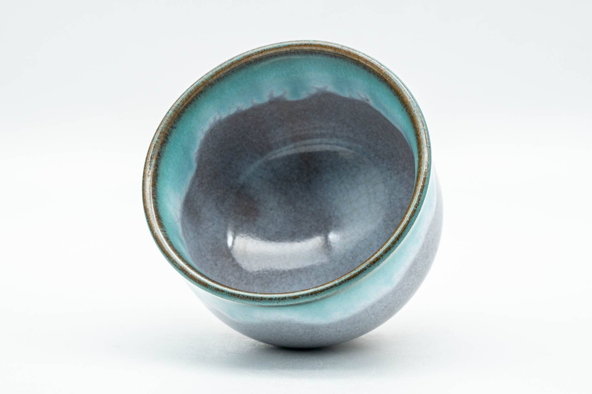 Japanese Teacup - Turquoise Drip-Glazed Agano-yaki Yunomi - 100ml