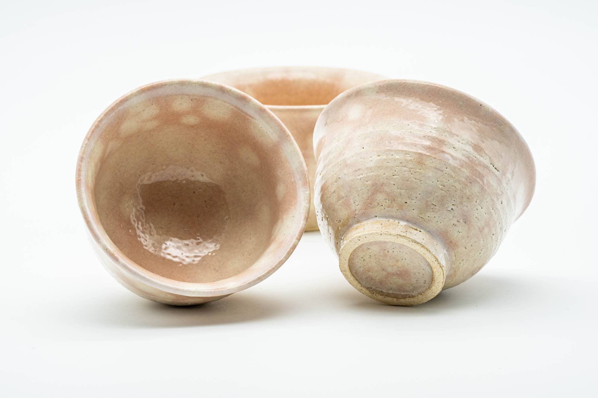 Japanese Teacups - Set of 3 Pink Gohonte Hagi-yaki Yunomi - 120ml