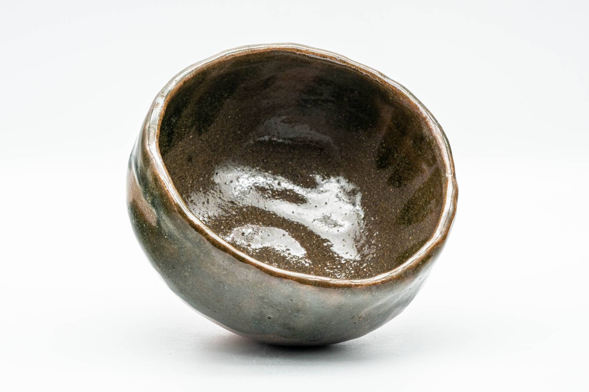 Japanese Matcha Bowl - Brown Green Drip-Glazed Wabi-Sabi Chawan - 300ml