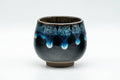 Japanese Teacup - Black and Blue Drip-Glazed Yunomi - 110ml