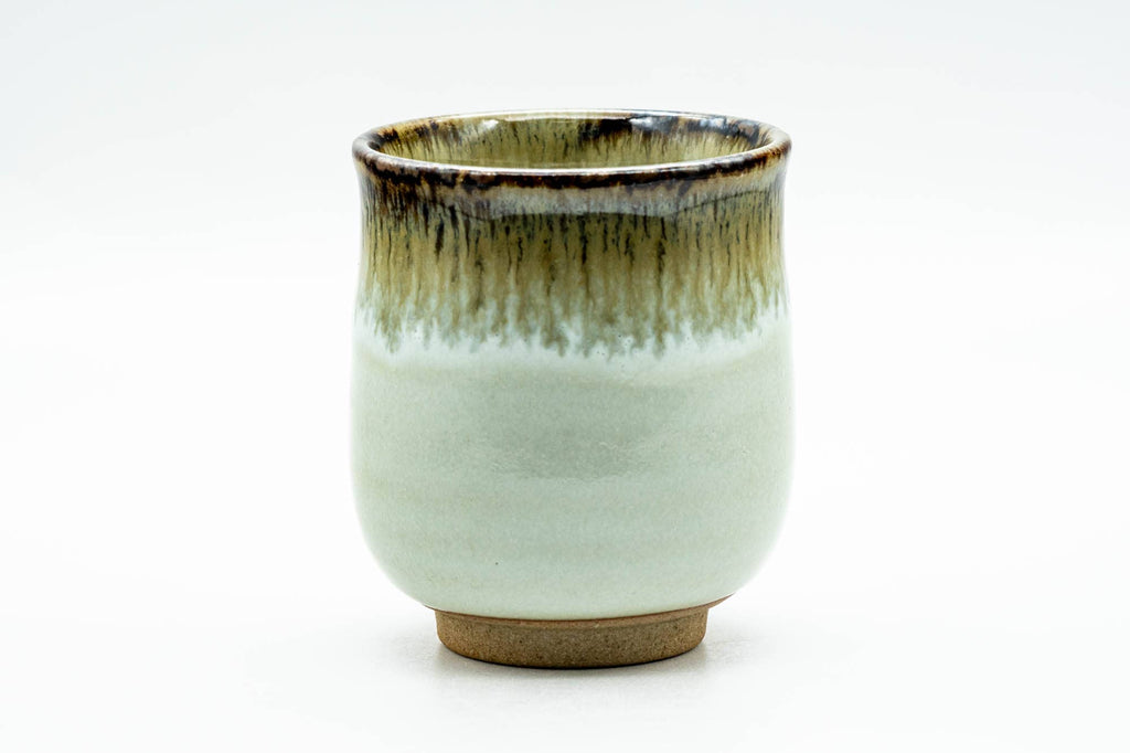 Japanese Teacup - White Beige Hare's Fur Drip-Glazed Yunomi - 170ml