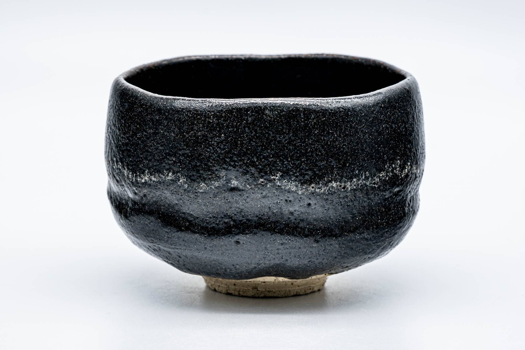 Japanese Matcha Bowl - Black Hand-Formed Undulating Raku-yaki Chawan - 300ml
