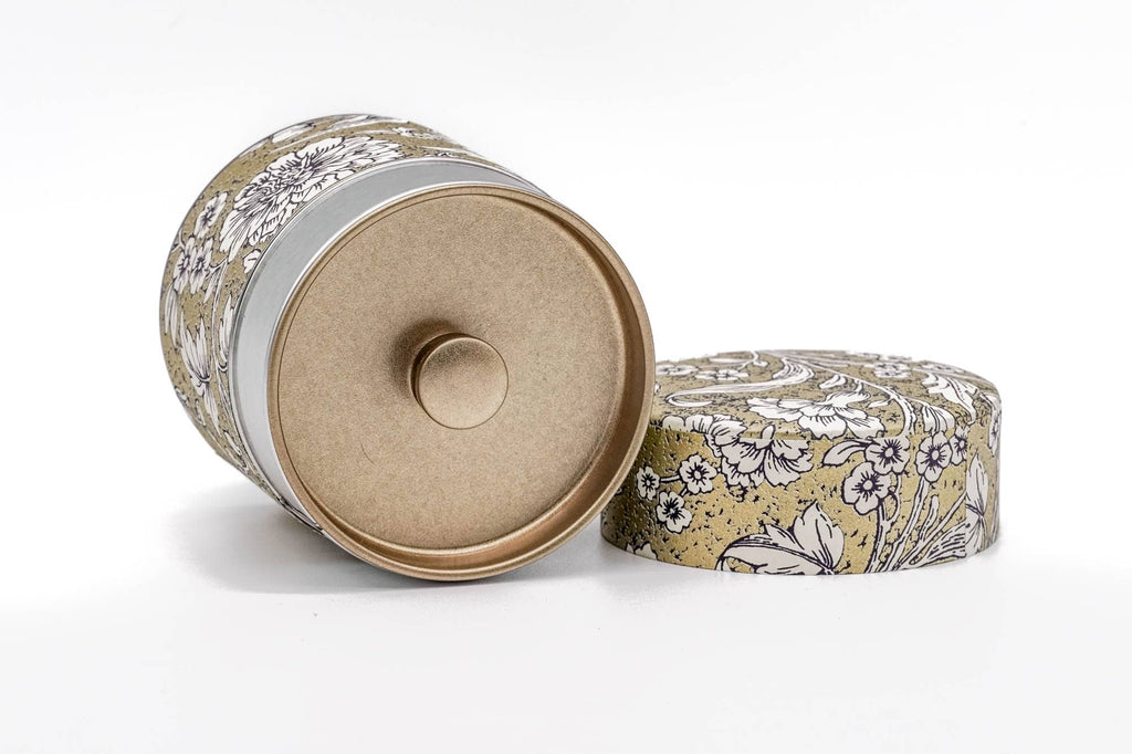 Gold White Floral Florentine Paper Tea Canister - 100g