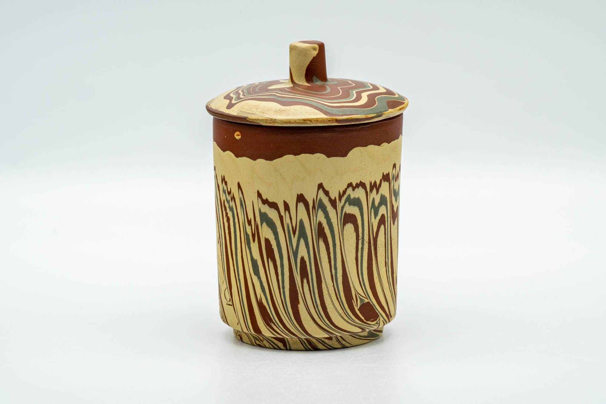 Japanese Teacup - Red Yellow Marbled Nerikomi Tokoname-yaki Lidded Yunomi - 150ml