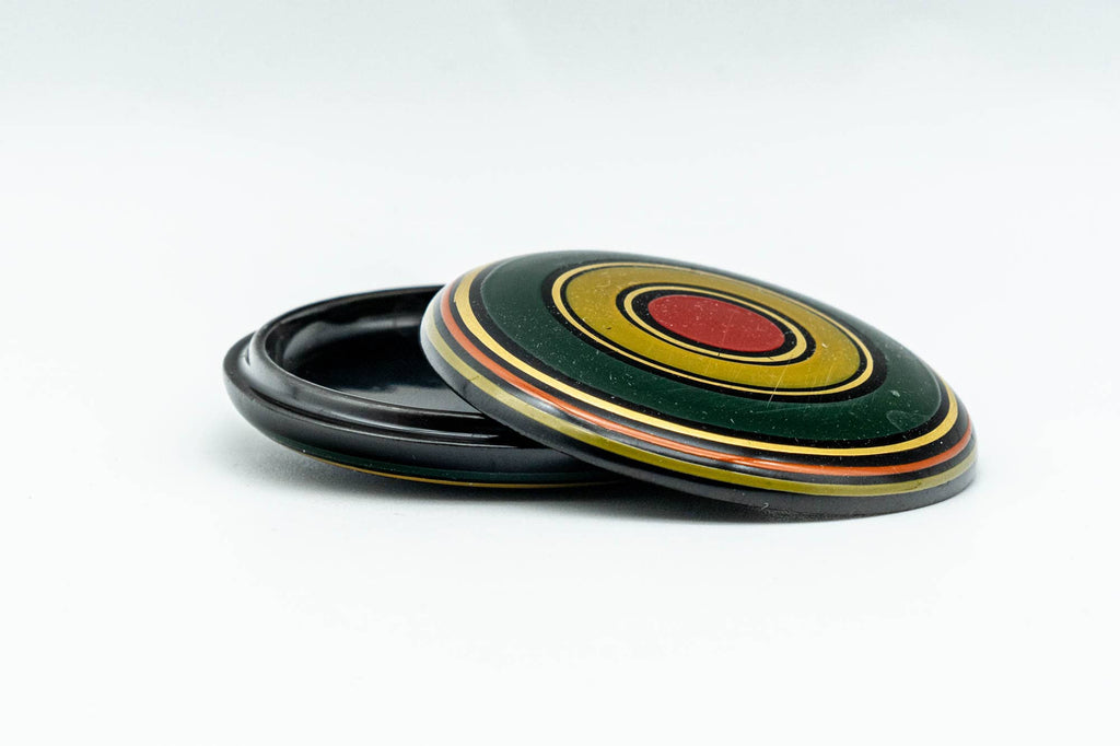 Japanese Incense Kogo - Small Komo Striped Black Lacquered Container