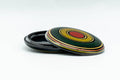 Japanese Incense Kogo - Small Komo Striped Black Lacquered Container