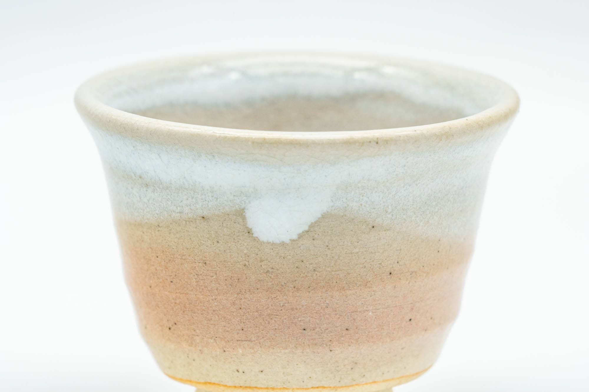 Japanese Teacup - Small Pink White Drip-Glazed Guinomi - 40ml