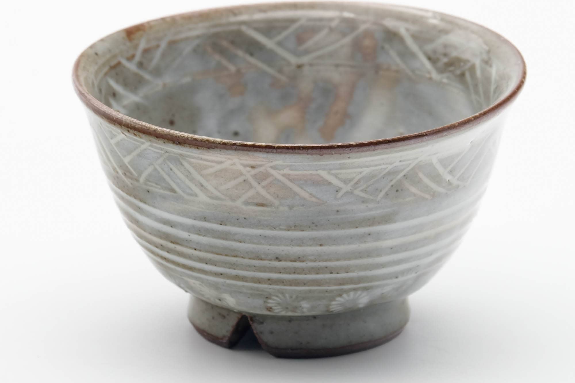 Japanese Teacup - Chrysanthemum Grey Milky Drip-Glazed Kiyomizu-yaki Yumoni - 80ml