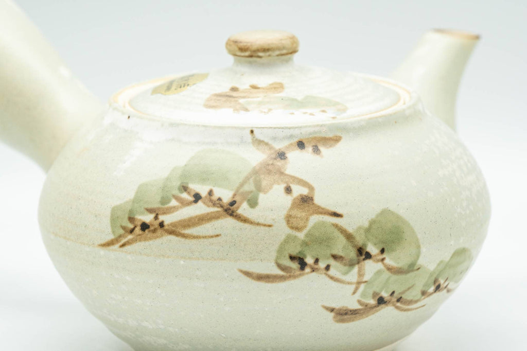 Japanese Kyusu - Beige Foliage Kiyomizu-yaki Debeso Teapot - 300ml