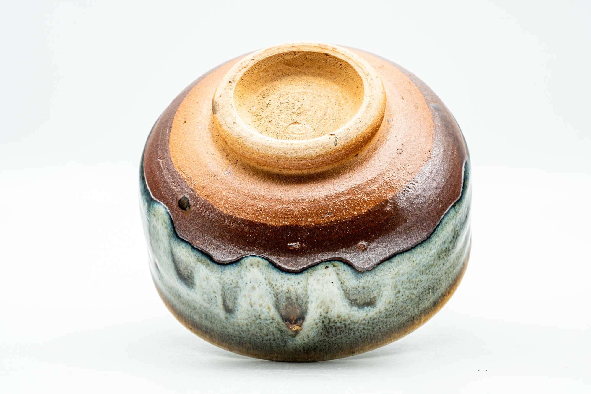 Japanese Matcha Bowl - Green Hare's Fur Drip-Glazed Hantsutsu-gata Chawan - 400ml