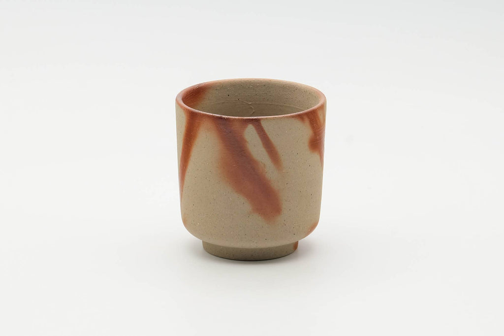 Japanese Teacup - Beige Orange Hidasuki Rice Straw Bizen-yaki Yunomi - 90ml