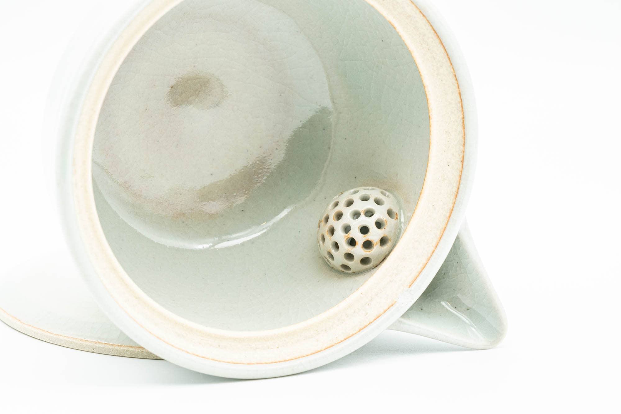 Japanese Houhin - Grey White Hakeme Ceramic Filter Handleless Teapot - 150ml