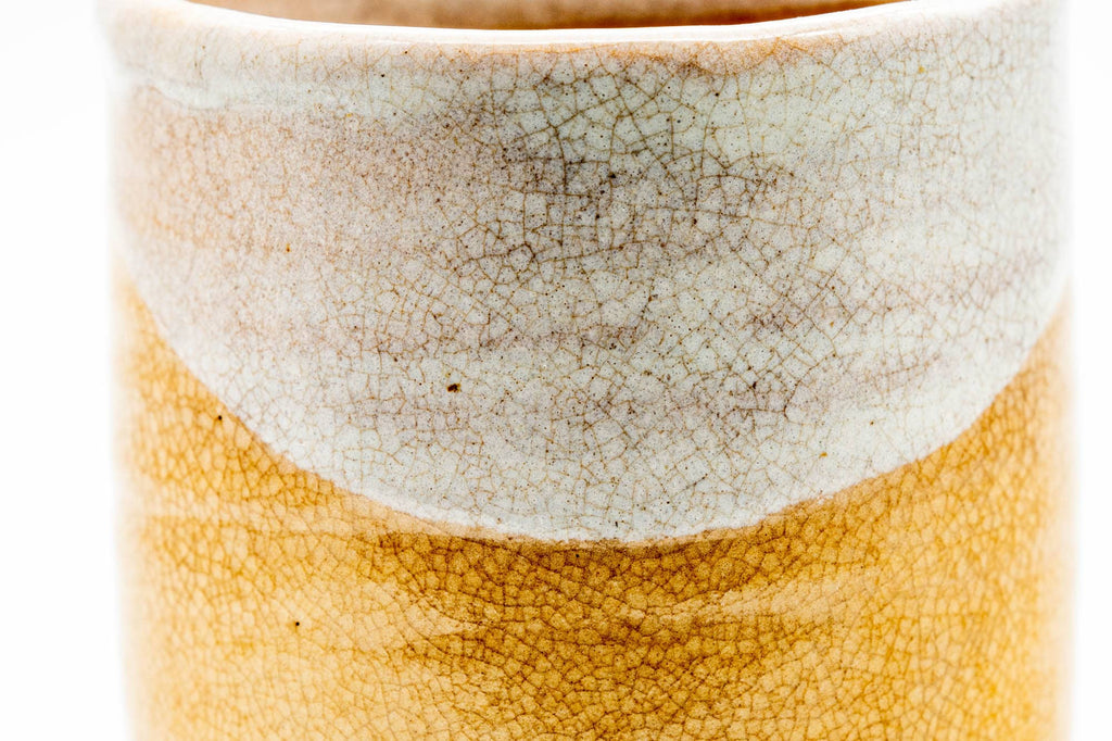 Japanese Teacup - Beige White Glazed Weathered Hagi-yaki Yunomi - 190ml