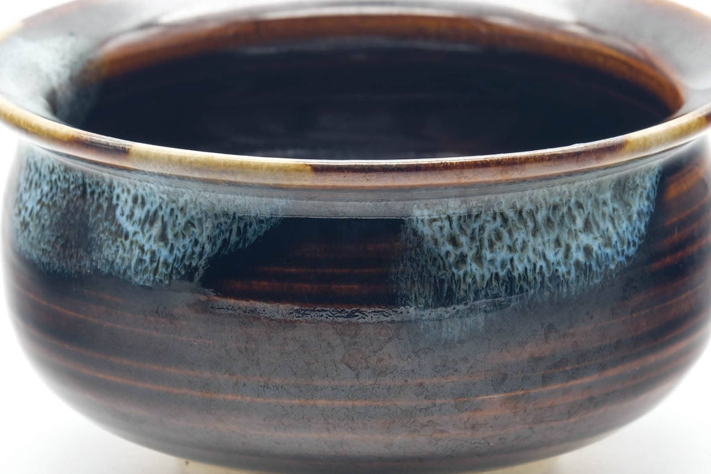 Japanese Kensui - Black Brown Hare's Fur Glazed Water Bowl - 450ml