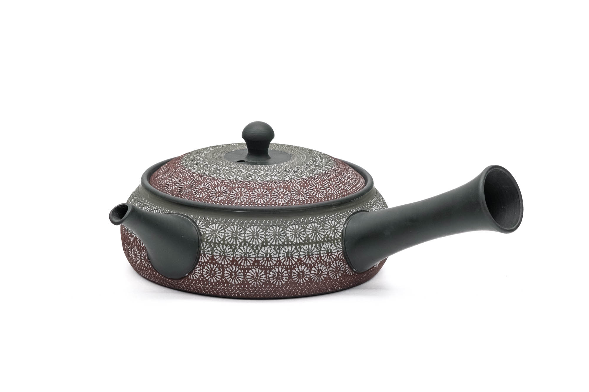 Flat Red Green Mishima Tokoname Teapot - 280ml