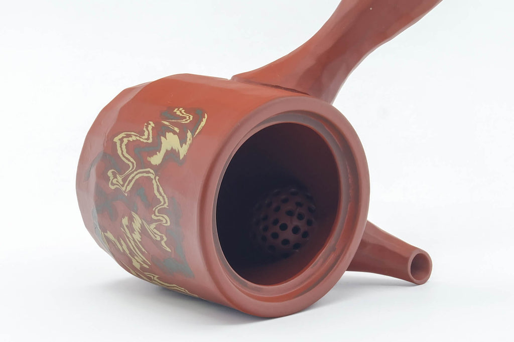 Japanese Kyusu - Abstract Nerikomi Red Shudei Tokoname Teapot - 100ml