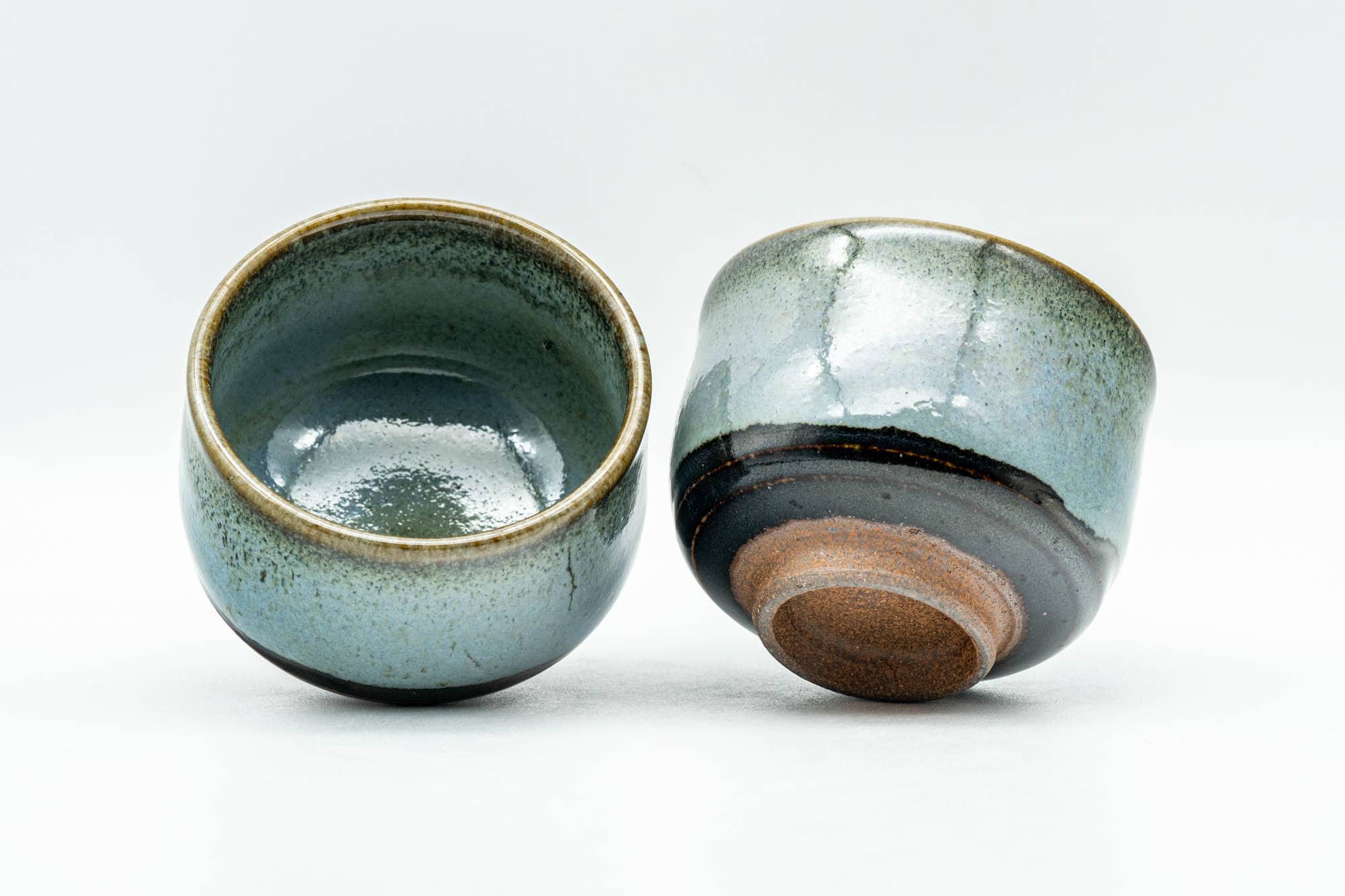 Japanese Teacups - Pair of Blue Hare's Fur Glazed Guinomi - 70ml