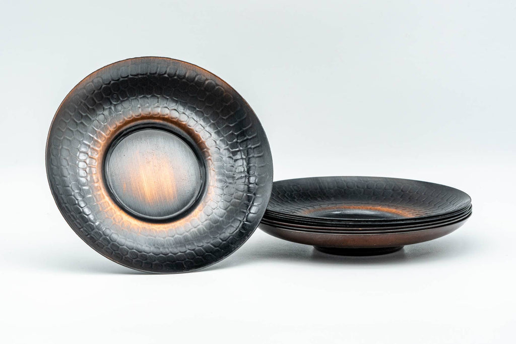 Japanese Chataku - Set of 5 Copper Hammered Tea Saucers