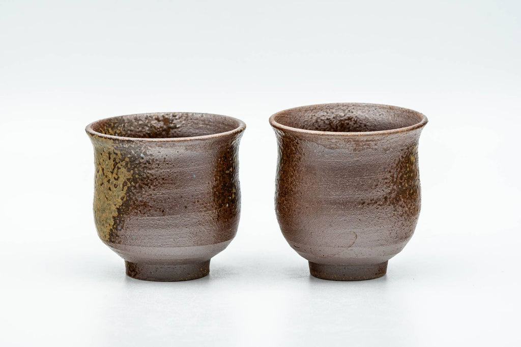 Japanese Teacups - Pair of Ash Green Glazed Guinomi - 55ml