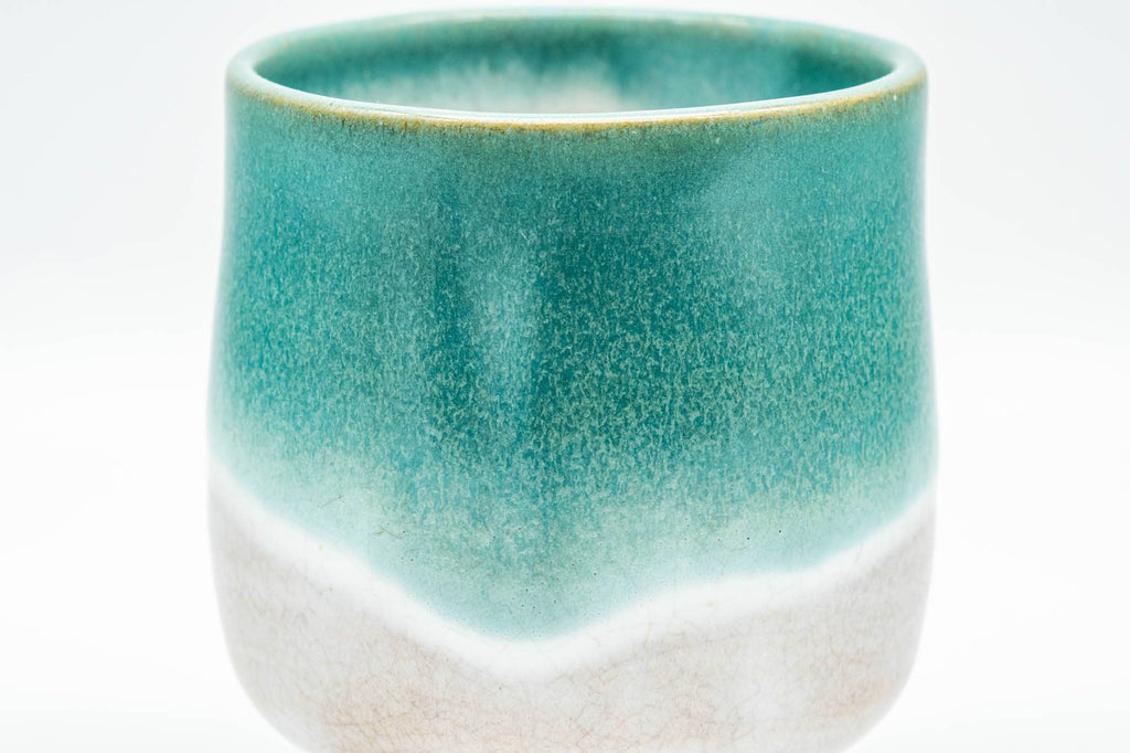 Japanese Teacup - Turquoise White Drip-Glazed Agano-yaki Yunomi - 175ml