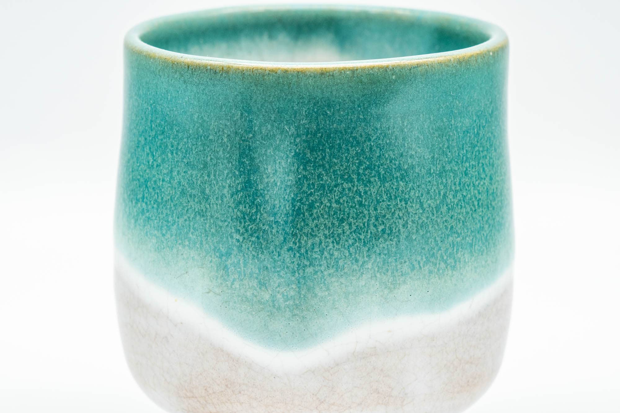 Japanese Teacup - Turquoise White Drip-Glazed Agano-yaki Yunomi - 175ml