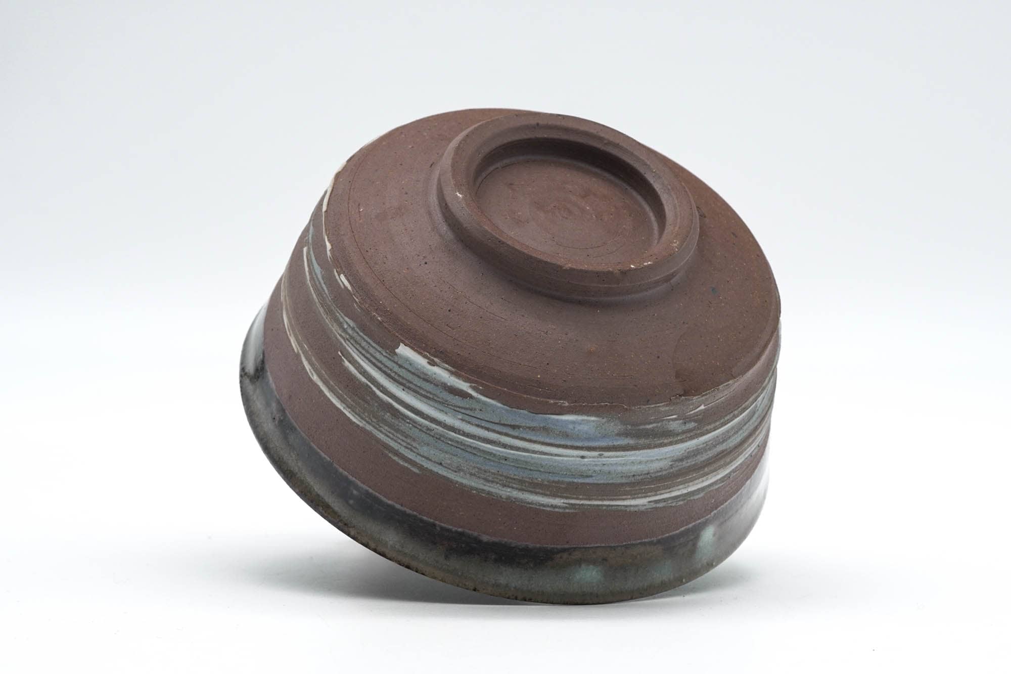 Japanese Matcha Bowl - Brown Green Hakeme White Glazed Chawan - 300ml