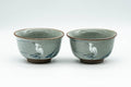 Japanese Teacups - Pair of 杏土窯 Egret Snowflake Celadon Glazed Yunomi - 90ml