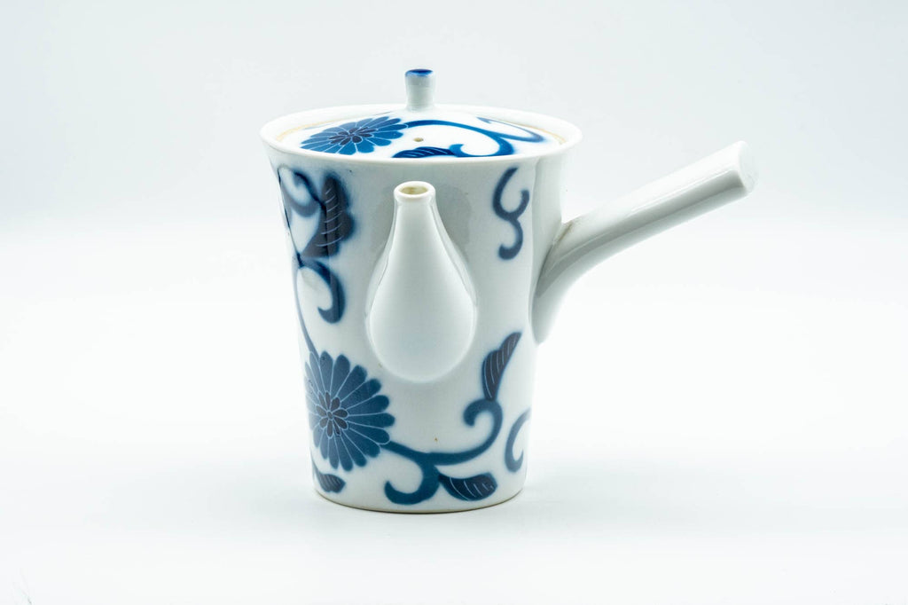 Japanese Kyusu - Blue Floral Arita-yaki Porcelain Debeso Teapot - 300ml