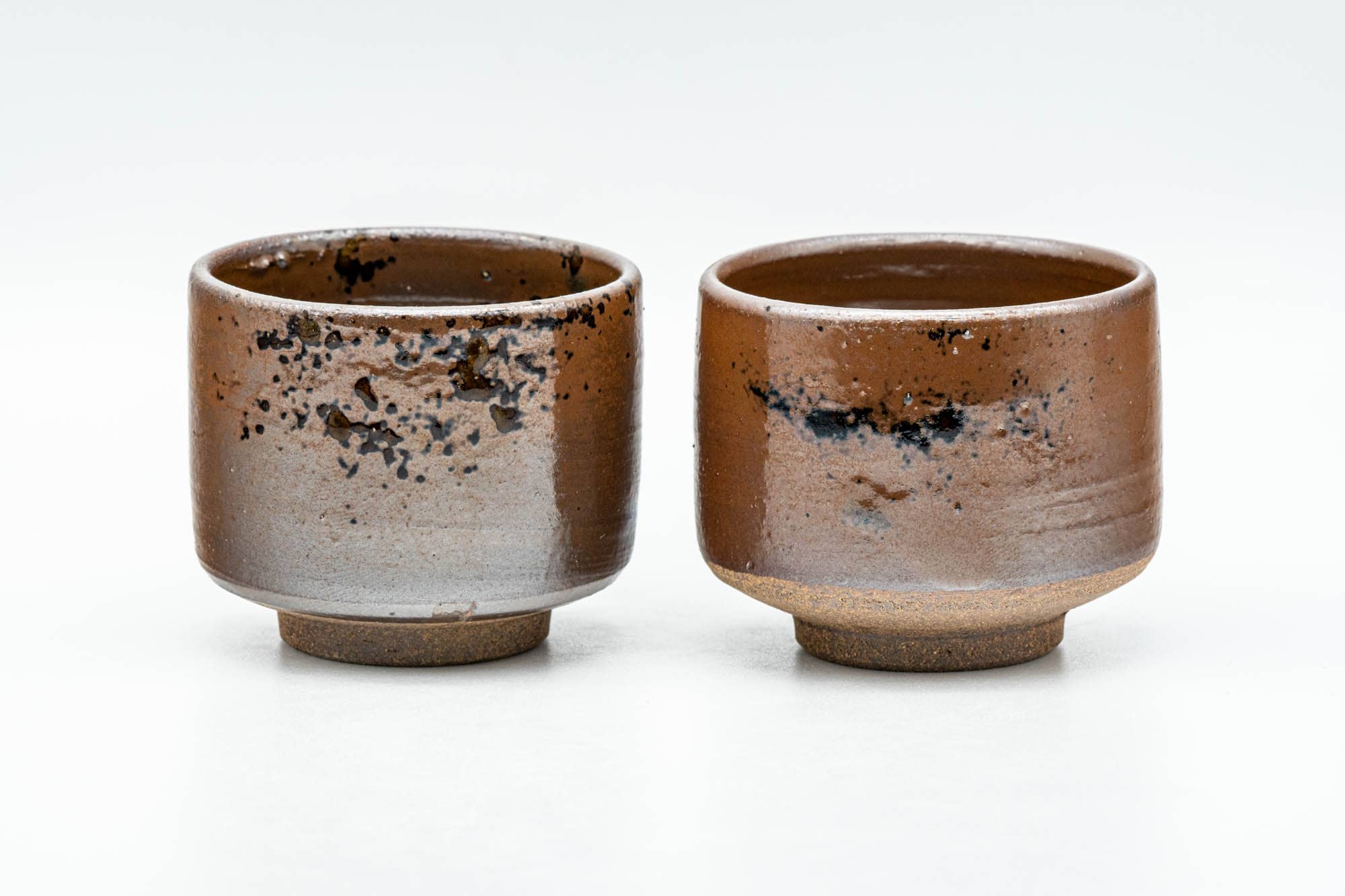 Japanese Teacups - Pair of Ash Brown Glazed Yunomi - 90ml